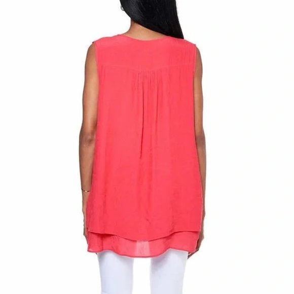 NWT Cristina B Women's Sleeveless Tunic Top Size Large, Watermelon $50 1B037 - Picture 3 of 3